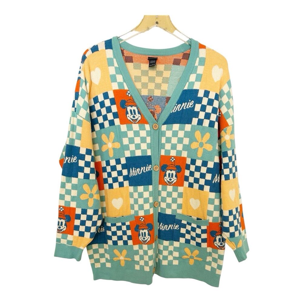 Disney Minnie Mouse Checkered Patchwork Cardigan … - image 1